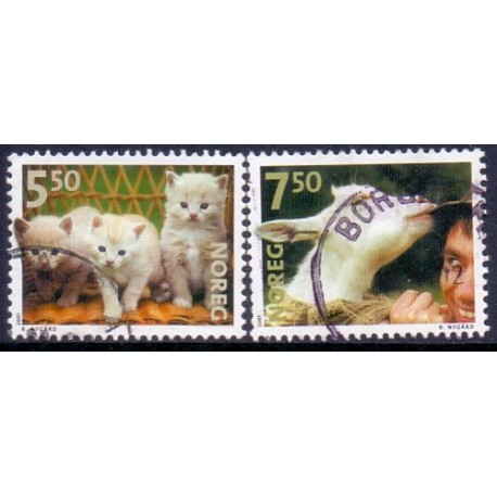 Norge. 2001. Kæledyr, AFA nr. 1399-1400 ** stemplet postfrisk FDC