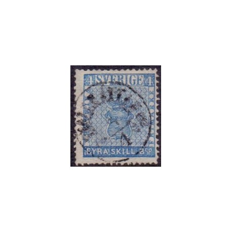 Sverige. 1855. 4 sk. Banco blå, AFA nr. 2, ubrugt. postfrisk, stemplet