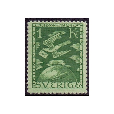 Sverige. 1924. Verdenspostforeningen, 1 Kr. AFA nr. 186 **   postfrisk stemplet FDC st,
