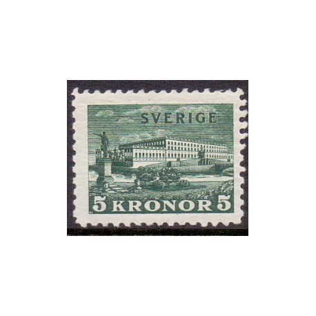 Sverige. 1934. Stockholm slot 5 kr, på, HVIDT papir, AFA nr.  216H **  postfrisk stemplet FDC st,