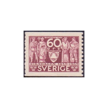 Sverige. 1935, Rigsdagen 500 år, 60 Øre. AFA 230 ** postfrisk stemplet FDC st,