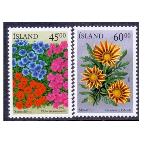Island. 2003. Sommerblomster IV, AFA nr. 1013-14 **  postfrisk st. stemplet FDC