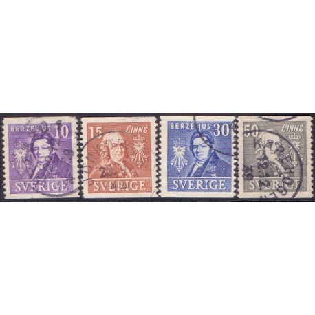 Sverige. 1939. Berzelius og Linné 10-50 Øre. AFA 260-63 ** postfrisk stemplet FDC st,