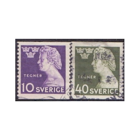 Sverige. 1946. Esaias Tegnér, 10-40 Øre. AFA nr. 329-30 **    postfrisk stemplet FDC st,