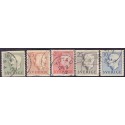 Sverige. 1951.Kong Gustav, 10-30 Øre, AFA nr. 365-69 **    postfrisk stemplet FDC st,