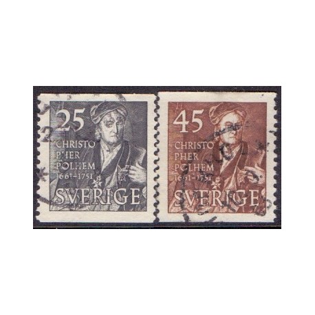 Sverige. 1951. Christofer Polhem, 25-45 Øre, AFA nr. 370-71 **    postfrisk stemplet FDC st,