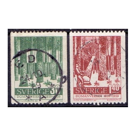 Sverige. 1959. Forstvæsnet 100 år. 30 Øre-1,40 kr.. AFA nr. 457-58 **    postfrisk stemplet FDC st,