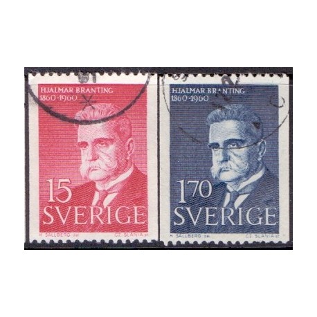 Sverige. 1960. Hjalmar Branting. AFA 471-72 ** postfrisk stemplet FDC st,