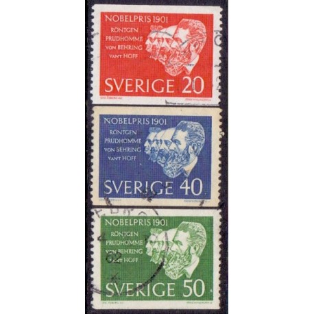 Sverige. 1961. Nobelpristager 1901. AFA nr. 488-90 **  postfrisk stemplet FDC st,