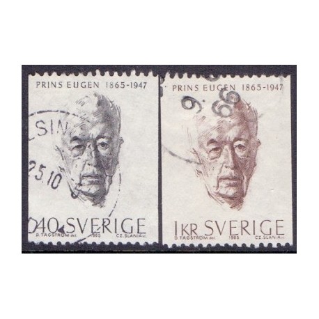 Sverige. 1965. Prins Eugen. 40 Øre-1 kr.  AFA nr. 542-43 **     postfrisk stemplet FDC st,