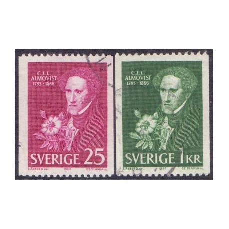 Sverige. 1966. C. J. L. Almqvist 25 Øre-1 kr. AFA nr 564-65 **  postfrisk stemplet FDC st,