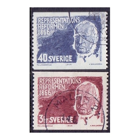 Sverige. 1966. Louis de Geer. 40 Øre-3,00 kr. AFA nr. 559-60 **   postfrisk stemplet FDC st,