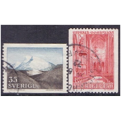 Sverige. 1967. Fjeldlandskab og Uppsala domkirke 35 Øre-4,50 kr. AFA nr 581-82  **  postfrisk stemplet FDC st,