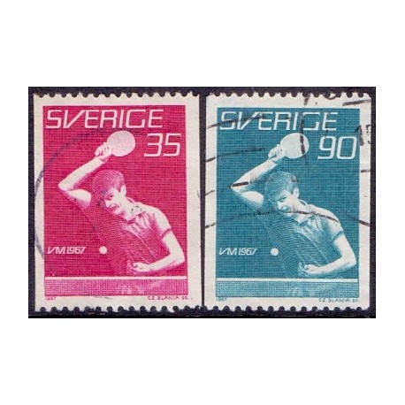 Sverige. 1967. VM i bordtenis 35-90 Øre. AFA nr 583-84  ** postfrisk stemplet FDC st,