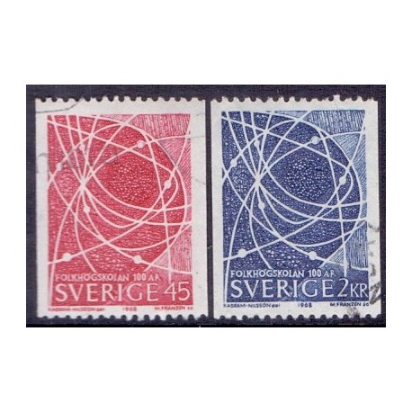 Sverige. 1968. Folkehøjskolen 100 år, 45 Øre-2 kr. AFA nr. 620-21 **      postfrisk stemplet FDC st,