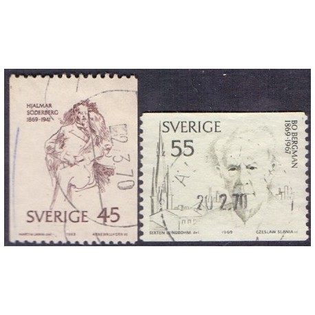 Sverige. 1969. Forfattere, 45-55 Øre, AFA nr. 659-60 **     postfrisk stemplet FDC st,