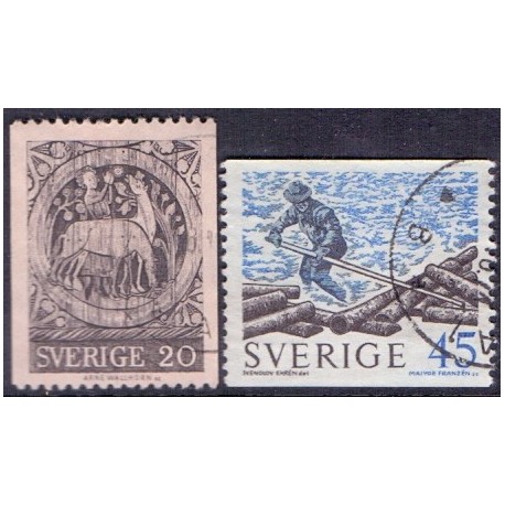 Sverige. 1970. Dädesjö maleri, og tømmerflådning, 20-45 Øre, AFA nr. 671-72 **     postfrisk stemplet FDC st,