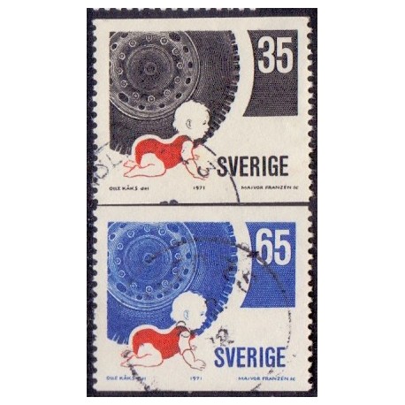 Sverige. 1971. Trafiksikkerhed, 35-65 Øre. AFA nr. 727-28 **  postfrisk stemplet FDC st,