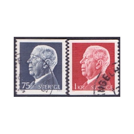 Sverige. 1972. Kong Adolf VI, 75 Øre-1 kr. AFA nr. 782-83 **     postfrisk stemplet FDC st,