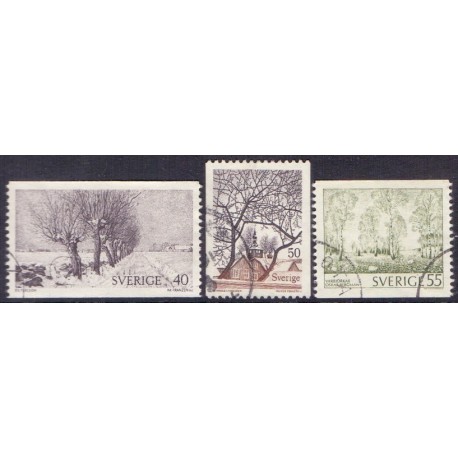 Sverige. 1973. Malerier. 40-55 Øre. AFA nr. 807-09 **     postfrisk stemplet FDC st,