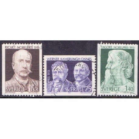 Sverige. 1973. Nobelpristagere 1913, 75 Øre -1,40 kr. AFA nr. 839-41 **    postfrisk stemplet FDC st,