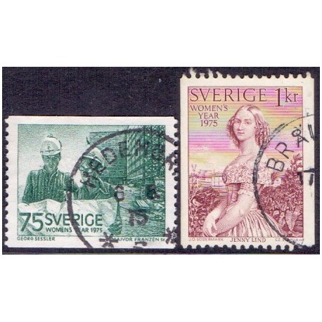 Sverige. 1975. FN's kvindeår, 75 Øre-1 kr.AFA nr. 903-04 **    postfrisk stemplet FDC st,