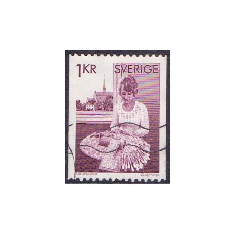 Sverige. 1976. Kniplinger. 1 Kr.ALM papir AFA nr. 945uf **  postfrisk stemplet FDC st,