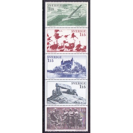 Sverige. 1978. Turistudgave i 5-stribe. AFA nr. 1035-39 **    postfrisk stemplet FDC st,