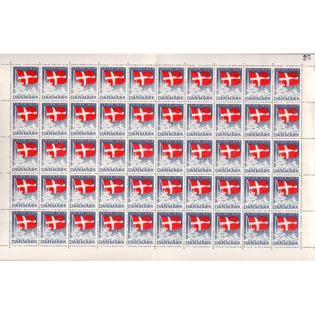 Danmark julemærke 1945 i helark ufoldet, foldet **/*