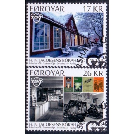 Færøerne 2015. H. N. J. Boghandel i Thorshavn, AFA nr 840-41, Postfrisk, stemplet FDC