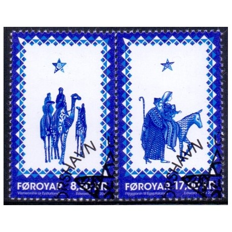 Færøerne 2015. Julefrimærker, AFA nr 842-43, Postfrisk, stemplet FDC