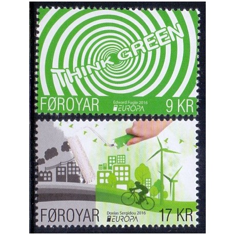 Færøerne 2016. Europamærker / CEPT, AFA nr 854-55, Postfrisk   stemplet FDC