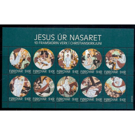 Færøerne 2016. Jesus fra Nazareth, miniark, AFA nr 858-68. Postfrisk   stemplet FDC