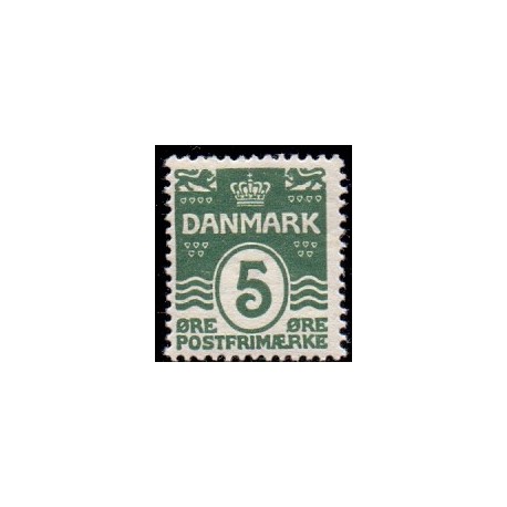 1912. Bølgelinie, 5 Øre, AFA nr. 64, postfrisk  Ubrugt Stemplet FDC