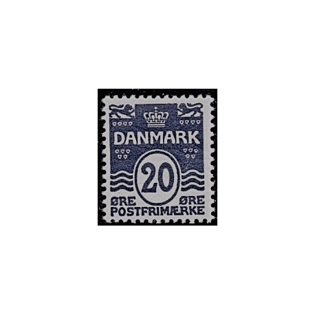 1912. Bølgelinie, 20 Øre, SORTBLÅ. AFA nr. 66a, postfrisk  Ubrugt Stemplet FDC
