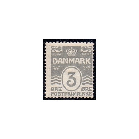 1913-14.  Bølgelinietype 3 Øre, PERLEGRÅ AFA nr. 79a, postfrisk   Ubrugt Stemplet FDC