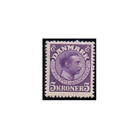 1918-20. Chr. X. 5 Kr. dyb rødviolet. AFA nr. 110b postfrisk  Ubrugt Stemplet FDC