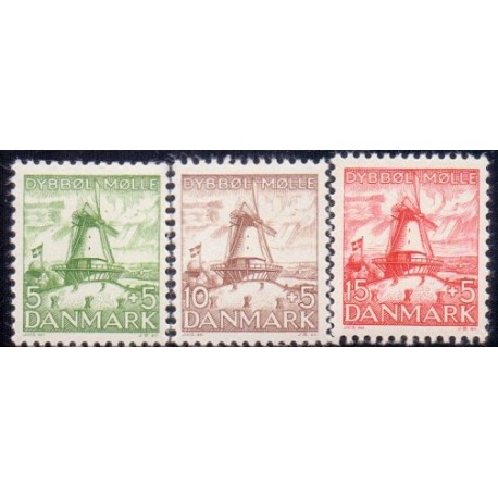 1937. Dybbøl Mølle. AFA nr. 236-38. postfrisk  Stemplet FDC