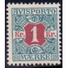 Avisporto. 1907. 1 Kr. blågrøn/rød, AFA. nr. 8, ubrugt, postfrisk, stemplet