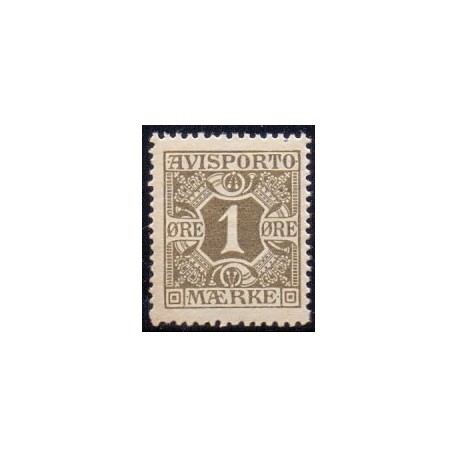 Avisporto. 1914-15. 1 Øre Oliven, AFA. nr. 11 ubrugt, postfrisk, stemplet