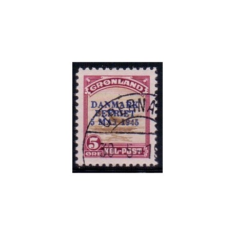 1945. Amerikaudgaven, DANMARK BEFRIET, 5 Øre AFA nr, 18 stemplet