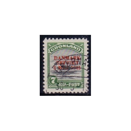 1945. Amerikaudgaven, DANMARK BEFRIET, 7 Øre AFA nr, 19 stemplet