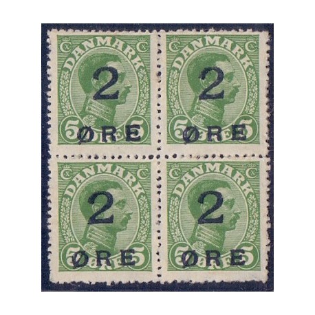 Færøerne 1919. 2 Øre/5 Øre i 4 blok, uden lim. Sjælden enhed, alle er sign