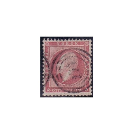 Norge. 1856-57. 8 Sk. Vinrød, AFA nr 5a * st. stemplet postfrisk