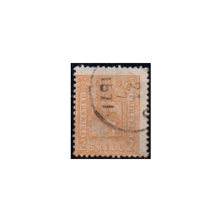 Norge. 1867-68. 2 Sk. Orange, AFA nr 12 * st. stemplet postfrisk