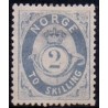 Norge 1872-75. 2 sk. Gråblå AFA nr. 17a **  Postfrisk ubrugt stemplet st.