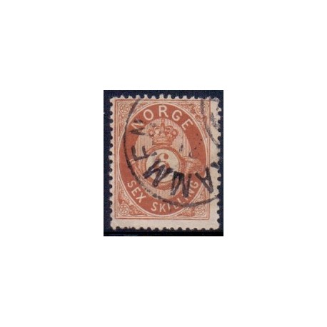 Norge 1872-75. 6 sk.  AFA nr. 20 **  Postfrisk ubrugt stemplet st.