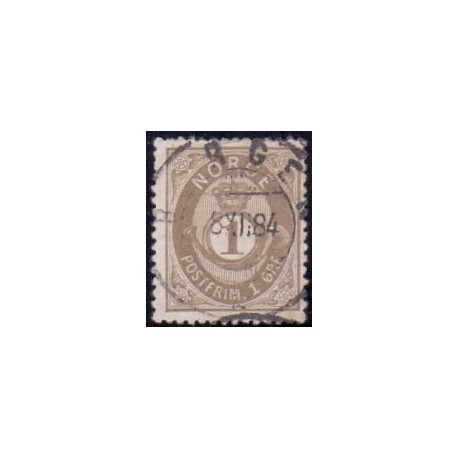 Norge. 1877-78. 1 Øre  AFA nr. 22 **  Postfrisk ubrugt stemplet st.
