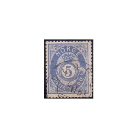 Norge. 1877-78. 5 Øre. Preusiskblå. AFA nr. 24b ** Postfrisk ubrugt stemplet st.