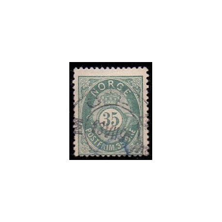 Norge. 1877-78. 35 Øre. Lys blågrøn AFA nr. 29a ** Postfrisk ubrugt stemplet st.